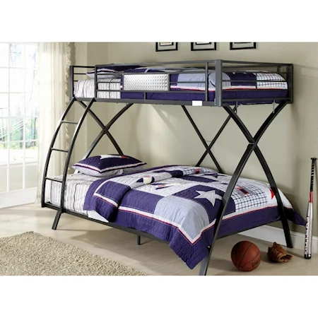 Contemporary Twin Over Full Bunk Bed with Chrome Accents